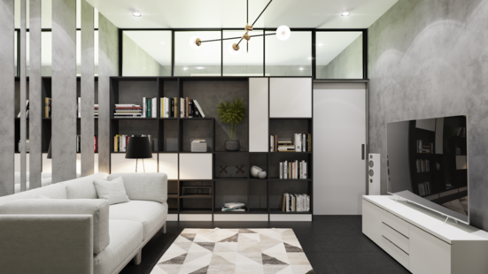 Фото № 3: Дизайн-проект трехкомнатной квартиры 96.98  м² Стиль Минимализм для ЖК Московский