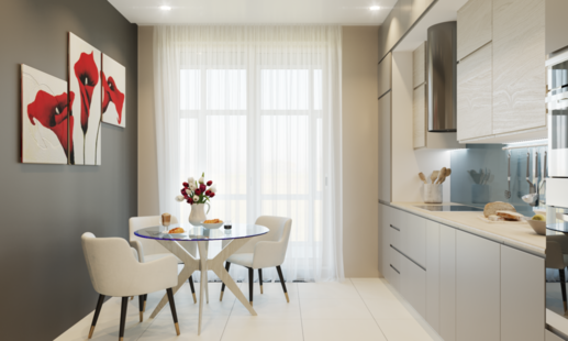 Фото № 6: Дизайн-проект трехкомнатной квартиры 96.98  м² Стиль Минимализм для ЖК Московский