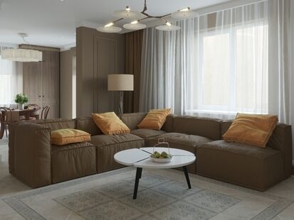 Фото № 2: Дизайн-проект двухкомнатной квартиры 73.4  м² стиль Современная классика для ЖК Московский