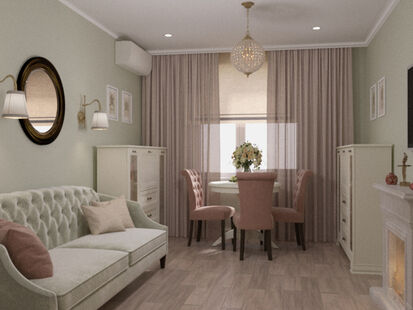 Фото № 1: Дизайн-проект двухкомнатной квартиры 48.6  м² Стиль Арт-деко для ЖК Московский