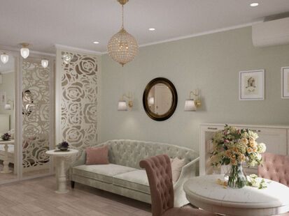 Фото № 5: Дизайн-проект двухкомнатной квартиры 48.6  м² Стиль Арт-деко для ЖК Московский