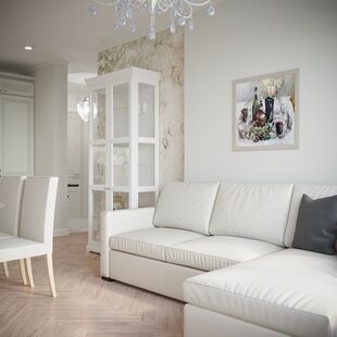 Фото № 2: Дизайн-проект трехкомнатной квартиры 57.8  м² Стиль Американская классика для ЖК Аннино Парк