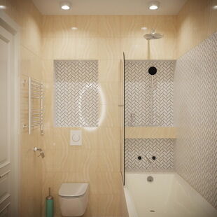 Фото № 5: Дизайн-проект трехкомнатной квартиры 57.8  м² Стиль Американская классика для ЖК Аннино Парк