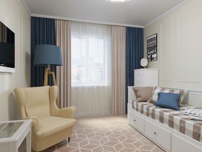 Фото № 3: Дизайн-проект трехкомнатной квартиры 71.9  м² Стиль Современная классика для ЖК Московский