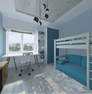 Фото № 4: Дизайн-проект трехкомнатной квартиры 62.6  м² Стиль Минимализм для ЖК Акварели