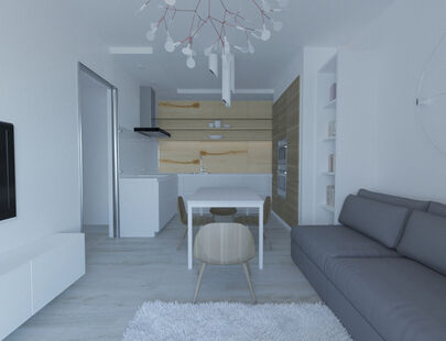 Фото № 3: Дизайн-проект трехкомнатной квартиры 62.6  м² Стиль Минимализм для ЖК Акварели