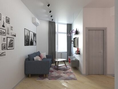 Фото № 5: Дизайн-проект однокомнатной квартиры 36.27  м² Стиль Модернизм для ЖК Московский