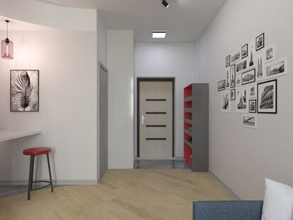 Фото № 2: Дизайн-проект однокомнатной квартиры 36.27  м² Стиль Модернизм для ЖК Московский