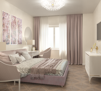 Фото № 3: Дизайн-проект двухкомнатной квартиры 79.33  м² Стиль Арт-деко для ЖК Московский