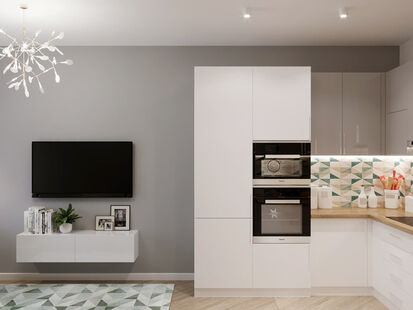 Фото № 4: Дизайн-проект двухкомнатной квартиры 31.3  м² Стиль Минимализм для ЖК Две столицы