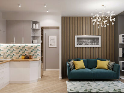 Фото № 1: Дизайн-проект двухкомнатной квартиры 31.3  м² Стиль Минимализм для ЖК Две столицы