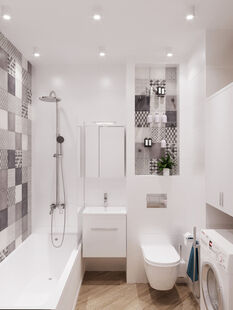 Фото № 3: Дизайн-проект двухкомнатной квартиры 31.3  м² Стиль Минимализм для ЖК Две столицы