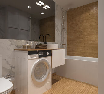 Фото № 2: Дизайн-проект квартиры-студии 32.39  м² Стиль Этнический для ЖК Московский