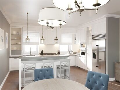 Фото № 6: Дизайн-проект однокомнатной квартиры 100.3  м² Стиль Американская классика для этажа дома