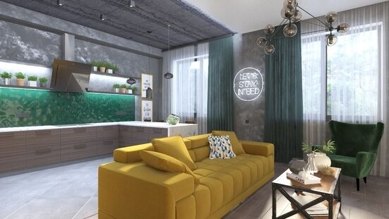 Фото № 3: Дизайн-проект трехкомнатной квартиры 98.51  м² Стиль Эклектика для ЖК Московский