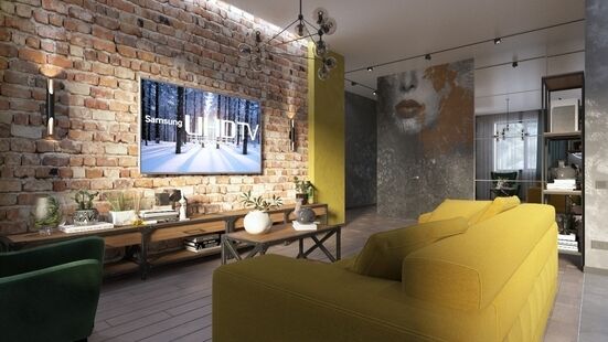 Фото № 2: Дизайн-проект трехкомнатной квартиры 98.51  м² Стиль Эклектика для ЖК Московский