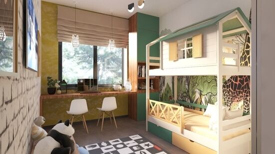 Фото № 6: Дизайн-проект трехкомнатной квартиры 98.51  м² Стиль Эклектика для ЖК Московский