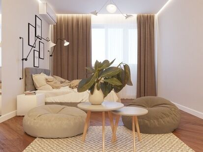 Фото № 1: Дизайн-проект однокомнатной квартиры 41.96  м² Стиль Контемпорари для ЖК Московский