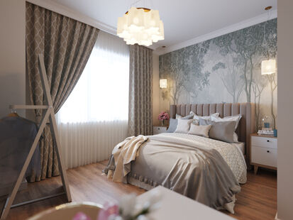 Фото № 5: Дизайн-проект трехкомнатной квартиры 93.2  м² Скандинавский стиль для ЖК Московский