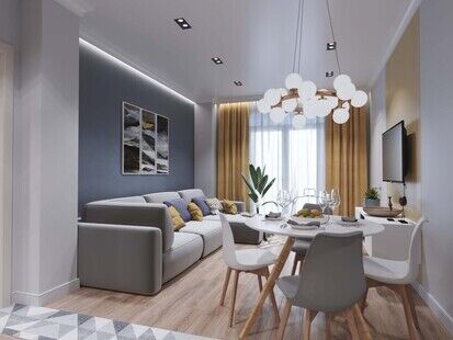Фото № 2: Дизайн-проект трехкомнатной квартиры 93.2  м² Скандинавский стиль для ЖК Московский