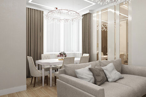 Фото № 1: Дизайн-проект трехкомнатной квартиры 104.7  м² Стиль Арт-деко для ЖК Московский