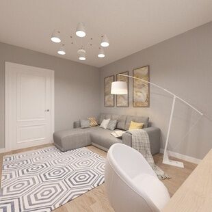 Фото № 3: Дизайн-проект двухкомнатной квартиры 53.21  м² Скандинавский стиль для ЖК Московский