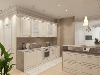 Фото № 5: Дизайн-проект трехкомнатной квартиры 117.8  м² Стиль Современная классика для ЖК Московский