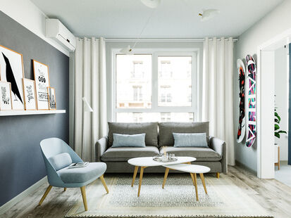 Фото № 4: Дизайн-проект двухкомнатной квартиры 46.94  м² Скандинавский стиль для ЖК Московский