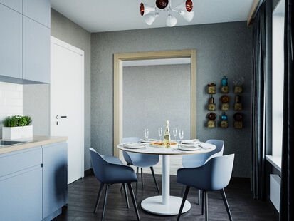 Фото № 6: Дизайн-проект двухкомнатной квартиры 46.94  м² Скандинавский стиль для ЖК Московский