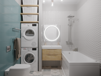 Фото № 2: Дизайн-проект двухкомнатной квартиры 46.94  м² Скандинавский стиль для ЖК Московский