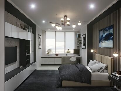 Фото № 4: Дизайн-проект двухкомнатной квартиры 106.1  м² Стиль Модернизм для ЖК Московский