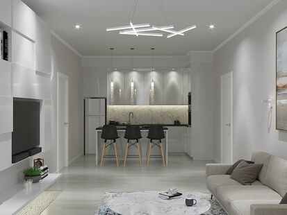 Фото № 5: Дизайн-проект двухкомнатной квартиры 106.1  м² Стиль Модернизм для ЖК Московский