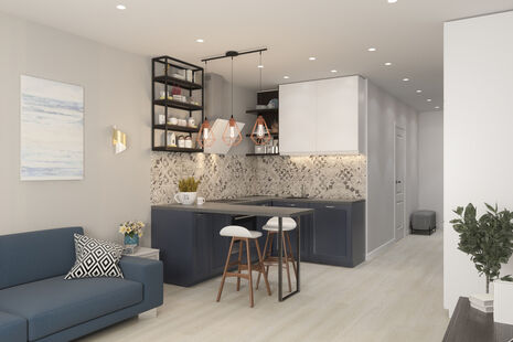 Фото № 1: Дизайн-проект квартиры-студии 40.68  м² Скандинавский стиль для ЖК Московский