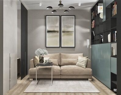 Фото № 1: Дизайн-проект однокомнатной квартиры 41.69  м² Стиль Контемпорари для ЖК Московский