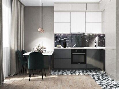 Фото № 2: Дизайн-проект однокомнатной квартиры 41.69  м² Стиль Контемпорари для ЖК Московский