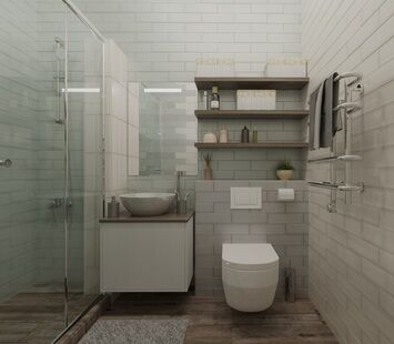 Фото № 1: Дизайн-проект совмещенного санузла 3.02  м² Стиль Контемпорари для ЖК Московский