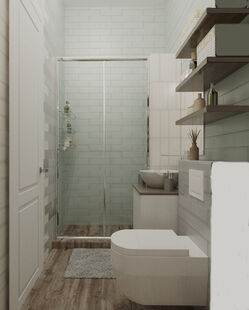 Фото № 2: Дизайн-проект совмещенного санузла 3.02  м² Стиль Контемпорари для ЖК Московский