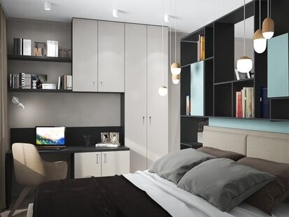 Фото № 4: Дизайн-проект однокомнатной квартиры 41.69  м² Стиль Контемпорари для ЖК Московский