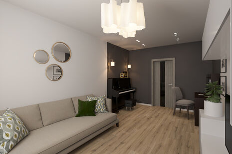 Фото № 2: Дизайн-проект трехкомнатной квартиры 53.0  м² Стиль Контемпорари для ЖК Московский