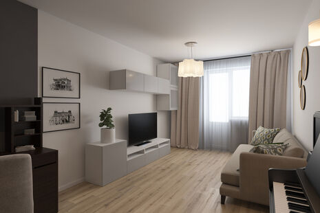 Фото № 3: Дизайн-проект трехкомнатной квартиры 53.0  м² Стиль Контемпорари для ЖК Московский