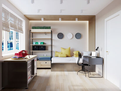 Фото № 3: Дизайн-проект четырехкомнатной квартиры 104.8  м² Стиль Контемпорари для ЖК Московский