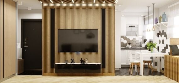 Фото № 3: Дизайн-проект трехкомнатной квартиры 59.42  м² Стиль Модернизм для ЖК Московский