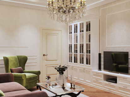 Фото № 3: Дизайн-проект трехкомнатной квартиры 115.44  м² Стиль Классика для ЖК Московский