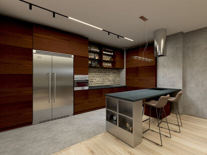 Фото № 3: Дизайн-проект трехкомнатной квартиры 126.11  м² Стиль Контемпорари для ЖК Московский