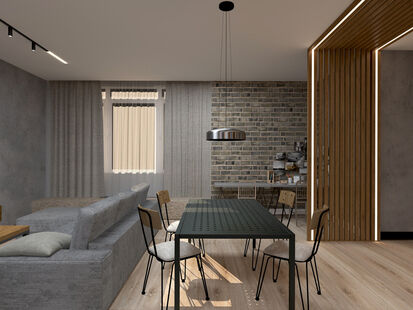 Фото № 1: Дизайн-проект трехкомнатной квартиры 126.11  м² Стиль Контемпорари для ЖК Московский