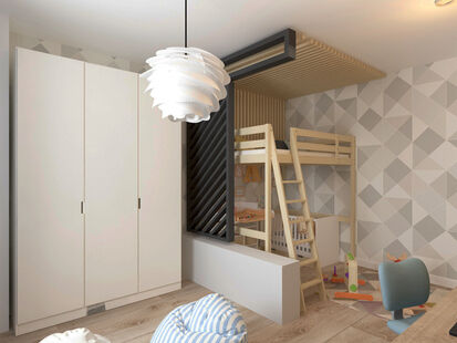 Фото № 6: Дизайн-проект трехкомнатной квартиры 126.11  м² Стиль Контемпорари для ЖК Московский