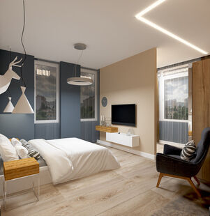 Фото № 5: Дизайн-проект трехкомнатной квартиры 126.11  м² Стиль Контемпорари для ЖК Московский