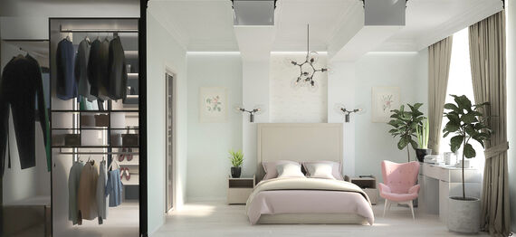 Фото № 3: Дизайн-проект трехкомнатной квартиры 61.7  м² Стиль арт-деко для ЖК Московский