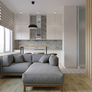 Фото № 1: Дизайн-проект двухкомнатной квартиры 58.66  м² Стиль Минимализм для ЖК Риверпарк