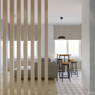 Фото № 4: Дизайн-проект двухкомнатной квартиры 58.66  м² Стиль Минимализм для ЖК Риверпарк